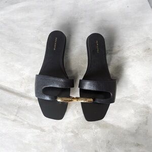 Tory Burch Black Mules with Gold Accent